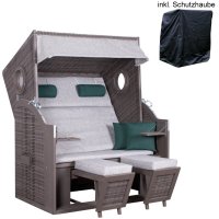deVries Strandkorb PURE® Wave XL PE grey Des. 484 +...