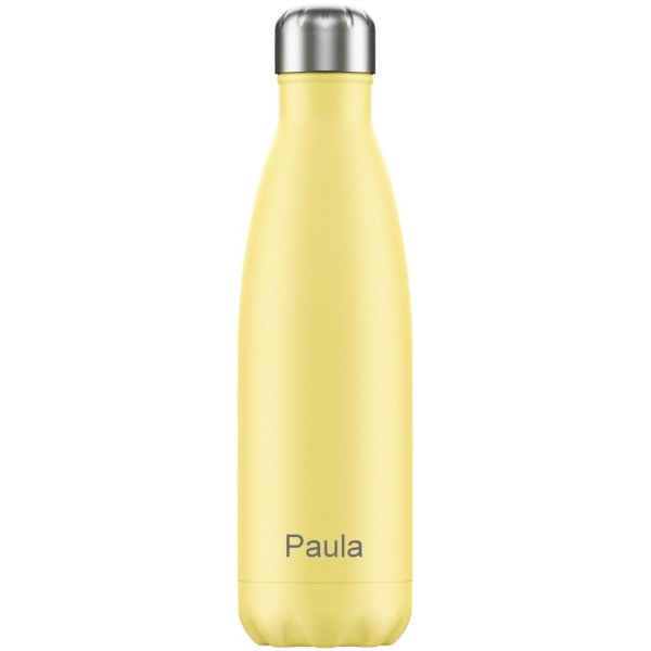 Chillys Isolierflasche 500ml mit Gravur (zB Namen) personalisierte Trinkflasche Pastel Yellow Gelb