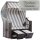 deVries Profi-Strandkorb mit Gravur zB Wunschtext (Name/Spruch), personalisiertes Edelstahlschild, Ostsee Poel PVC grey Des. 989 Mahagoni