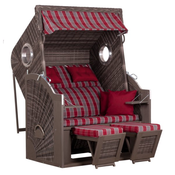 deVries Strandkorb mit Gravur zB Anker, personalisiertes Edelstahlschild, PURE® Cliff XL SUN PE st. grey Des. 472