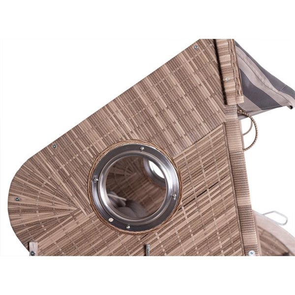 deVries Strandkorb mit Gravur zB Wunschtext (Namen/Spruch), personalisiertes Edelstahlschild, PURE® Cliff XXL SUN PE w.kubu Des. 481