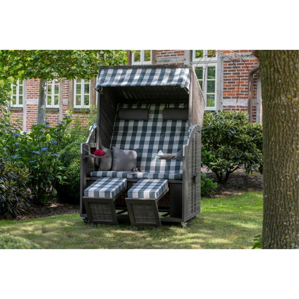deVries Strandkorb mit Gravur zB Wunschtext (Namen), personalisiertes Edelstahlschild, PURE® Standard PE grey Des. 478