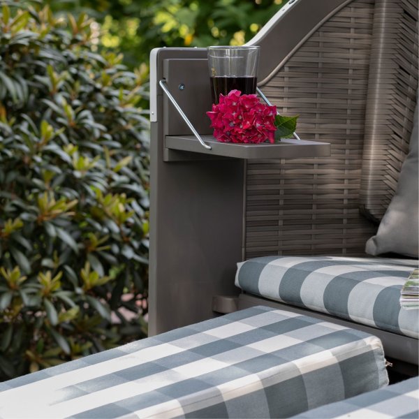 deVries Strandkorb mit Gravur zB Wunschtext (Namen), personalisiertes Edelstahlschild, PURE® Standard PE grey Des. 478