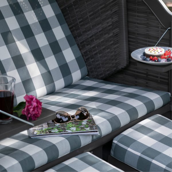 deVries Strandkorb mit Gravur zB Wunschtext (Namen), personalisiertes Edelstahlschild, PURE® Standard PE grey Des. 478