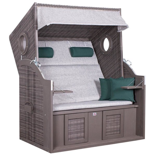 deVries Strandkorb mit Gravur zB Hochzeit Ringe, personalisiertes Edelstahlschild, PURE® Wave XL PE grey Des. 484