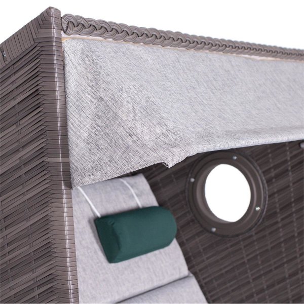 deVries Strandkorb mit Gravur zB Anker, personalisiertes Edelstahlschild, PURE® Wave XL PE grey Des. 484