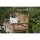 Rentnerbank mit Gravur zB Wunschtext (Name/Spruch), Bank Florence 130cm, Edelstahlschild personalisiert