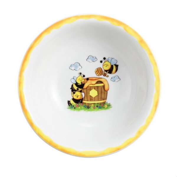 Kinderset Bienchen 7tlg mit Gravur (zB Namen) personalisiertes Kinderbesteck + Kindergeschirr Bienen