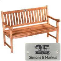 Silberhochzeit Bank mit Gravur zB Zahl, Gartenbank Mendip...