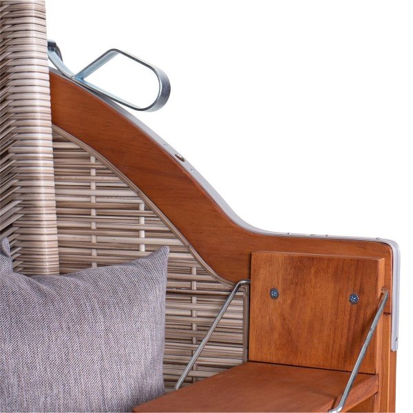 deVries Strandkorb mit Gravur zB Anker, personalisiertes Edelstahlschild, PURE® Wave XL PE seashell Des. 402