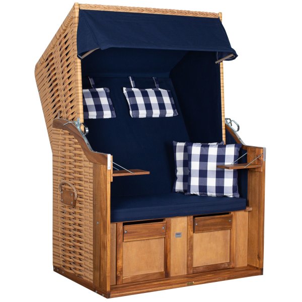 deVries Strandkorb mit Gravur zB Anker, personalisiertes Edelstahlschild, Trend 10 PE nature Des. 744