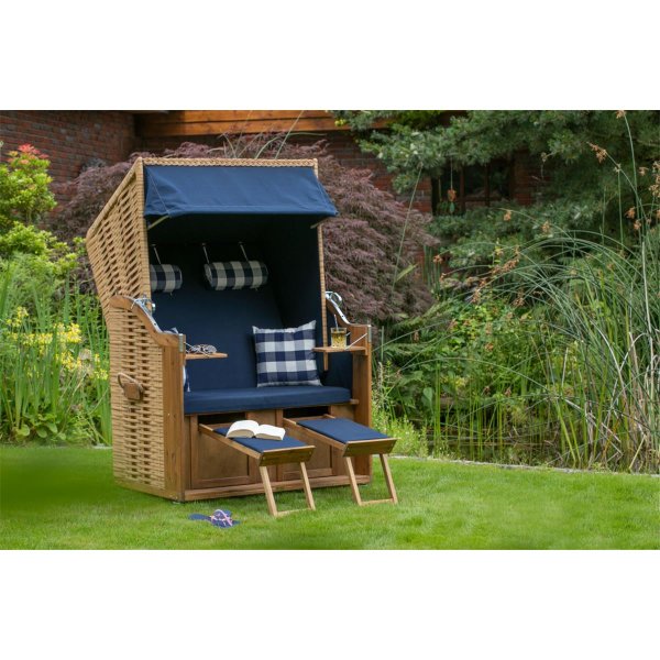 deVries Strandkorb mit Gravur zB Anker, personalisiertes Edelstahlschild, Trend 10 PE nature Des. 744
