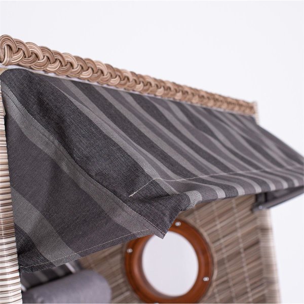 deVries Strandkorb mit Gravur zB Ringe, personalisiertes Edelstahlschild, PURE® Wave XL PE seashell Des. 402