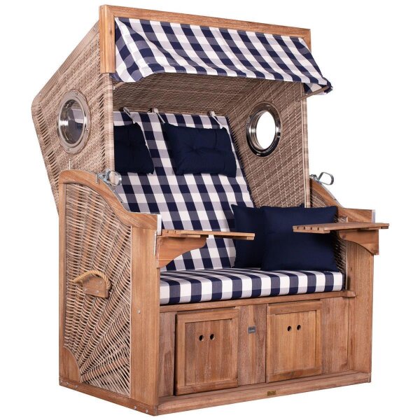 deVries Strandkorb mit Gravur zB Ringe, personalisiertes Edelstahlschild, TRENDY PURE Greenline 135XL PE ant. wh. Des. 743