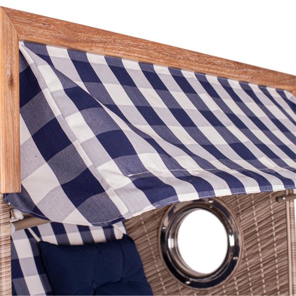 deVries Strandkorb mit Gravur zB Wunschtext, personalisiertes Edelstahlschild, TRENDY PURE Greenline 135XL PE ant. wh. Des. 743