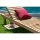 Gartenliege Woodie mit Gravur zB Wunschtext (Namen), personalisiertes Edelstahlschild, Lounger inkl. Kissenauflage uni grey