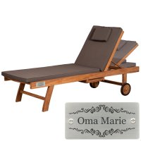 Gartenliege Woodie mit Gravur zB Ranke Ornament,...