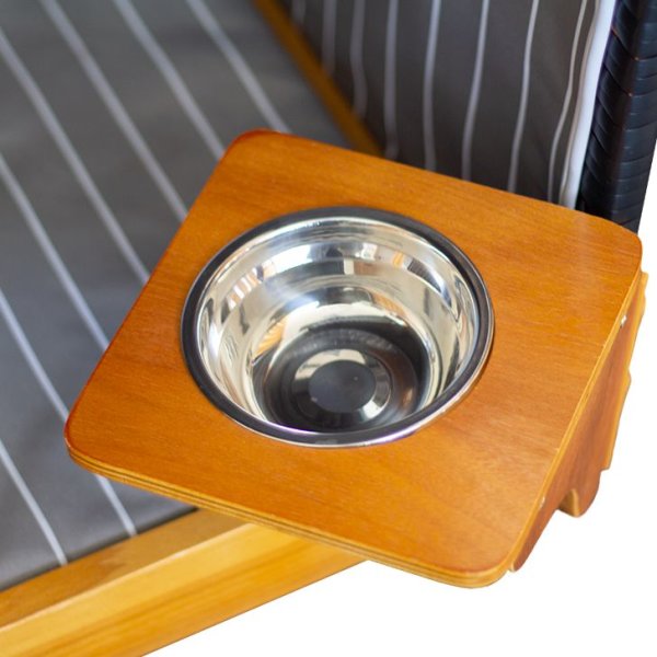 deVries Hundestrandkorb mit Gravur zB Pfoten, personalisiertes Edelstahlschild, Hundekorb schwarz-grau