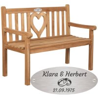 Goldhochzeit Bank mit Gravur zB. Ringe (Namen, Datum),...