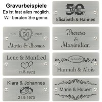 Bank zur Goldhochzeit mit Gravur-Schild zB. Ranken...