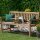 Bank mit Gravur zB. Herz Ranken (Namen), Klapptisch-Gartenbank Trend Butler 160cm Teakholz, Edelstahlschild personalisiert