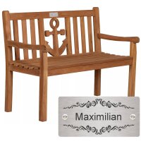 Bank zum Ruhestand mit Gravur-Schild zB. Ranke Ornament...