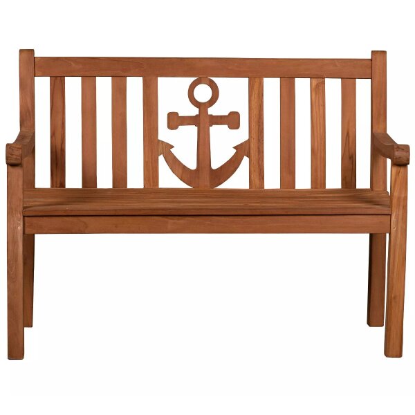 Hochzeitsbank mit Gravur zB. Schild Lieblingsplatz (Namen), Gartenbank Anker 120cm Teakholz Bank, Geschenk zur Hochzeit Edelstahlschild personalisiert