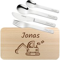 Sterngraf Frühstücks-Set mit Gravur Bagger +...