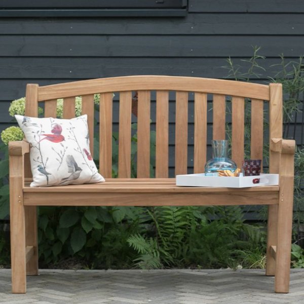 Bank zur goldenen Hochzeit mit Gravur-Schild zB. Herz mit Zahl (Namen), Teakholz Gartenbank Woodie 120cm, Edelstahlschild personalisiert, Geschenk 50. Hochzeits-Jubiläum