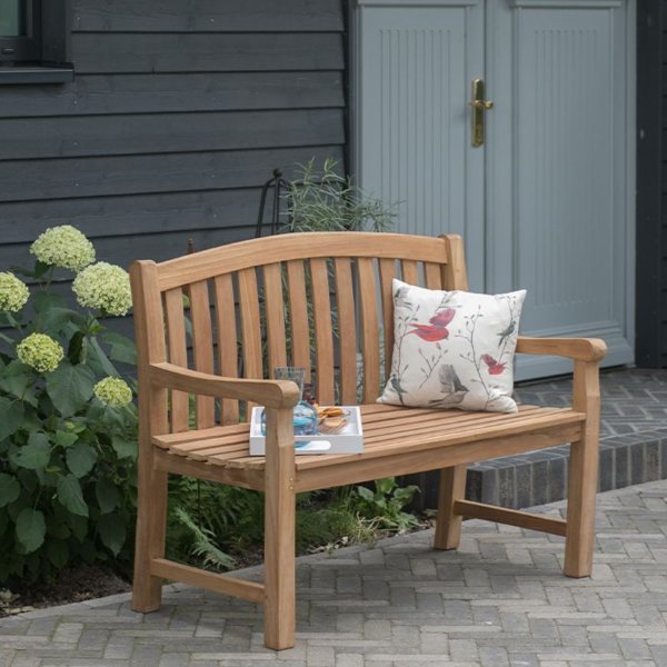Bank zur goldenen Hochzeit mit Gravur-Schild zB. Herz mit Zahl (Namen), Teakholz Gartenbank Woodie 120cm, Edelstahlschild personalisiert, Geschenk 50. Hochzeits-Jubiläum