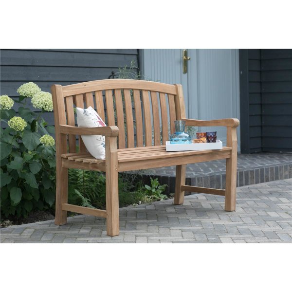 Bank zur Silberhochzeit mit Gravur-Schild zB. Herzen (Namen/Datum), Teakholz Gartenbank Woodie 120cm, Edelstahlschild personalisiert, Geschenkidee 25. Hochzeitstag