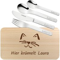 Sterngraf Frühstücks-Set mit Gravur Katze +...