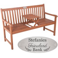 Rentnerbank mit Gravur zB. Feierabend (Name), Klapptisch...