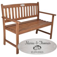 Silber Hochzeit Bank mit Gravur zB. Ringe (Namen/Datum)...