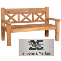 Silber Hochzeit Bank mit Gravur-Schild zB. Zahl (Namen)...