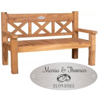 Bank zur goldenen Hochzeit mit Gravur-Schild zB. Ringe...