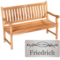 Bank zum Geburtstag mit Gravur-Schild zB. Ranken...
