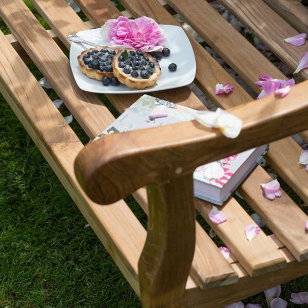 Silberhochzeit Bank mit Gravur-Schild zB. Ringe (Namen/Datum), Teakholz Gartenbank Mendip 130cm, Edelstahlschild personalisiert, Geschenk 25. Hochzeitstag