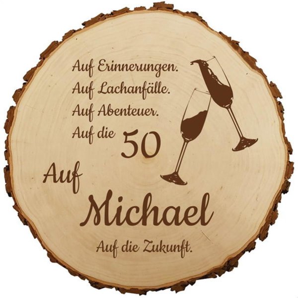 Sterngraf Baumscheibe 30cm mit Gravur (Namen Jahreszahl) personalisierte Holz-Scheibe Geschenk runder Geburtstag Jubiläum Glückwünsche  Jahrestag Deko  Präsentkörbe MotivG3