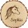 Sterngraf Baumscheibe 18cm mit Gravur (Namen und Datum) personalisierte Holz-Scheibe Dekoration  Pferde oder Ponys Boxen-Schild Tür-Schild Begrüßung Pferde-Stall Reiter-Hof MotivT1