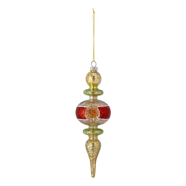 Bloomingville Bharati Ornament, Rot, Glas D6,5xH20 cm