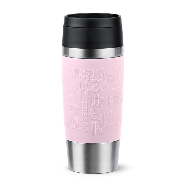 Emsa Isolierbecher 360ml TRAVEL MUG Manschette pastell-rosa, to go Thermo-Becher