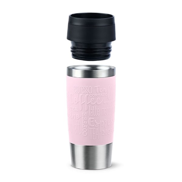 Emsa Isolierbecher 360ml TRAVEL MUG Manschette pastell-rosa, to go Thermo-Becher