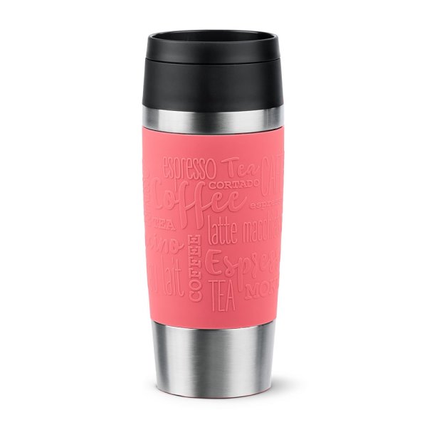 Emsa Isolierbecher 360ml TRAVEL MUG Manschette koralle, to go Thermo-Becher