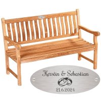 Silberhochzeit Bank mit Gravur-Schild zB. Ringe...