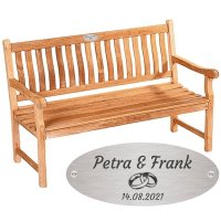 Bank zur goldenen Hochzeit mit Gravur-Schild zB. Ringe...