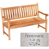 Bank zum Geburtstag mit Gravur-Schild zB. Blumenwiese...