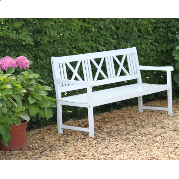 Goldene Hochzeit Bank mit Gravur-Schild zB Herz mit Zahl (Namen), 3-Sitzer Gartenbank Malmö Holz weiß, Edelstahlschild personalisiert, Geschenk 50. Hochzeitstag