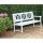 Bank zum Geburtstag mit Gravur-Schild zB Wunschtext (Name/Spruch), 3-Sitzer Gartenbank Malmö Holz weiß, Edelstahlschild personalisiert, Geschenk zum Jubiläum