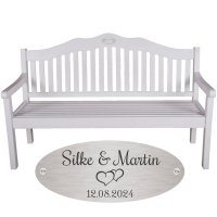 Silber Hochzeit Bank mit Gravur-Schild zB Herzen...